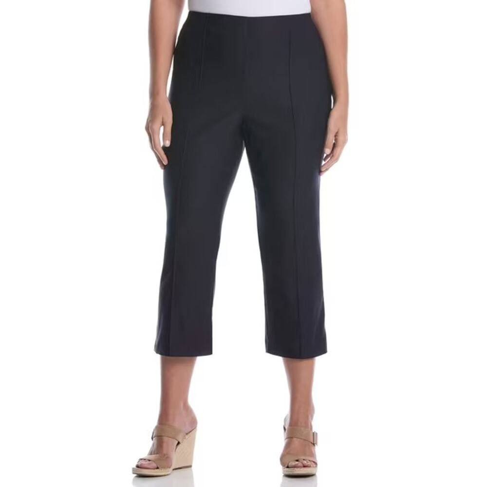 Rafaella Women’s Pintuck Cropped Pants Navy Solid Regular, Size 22
